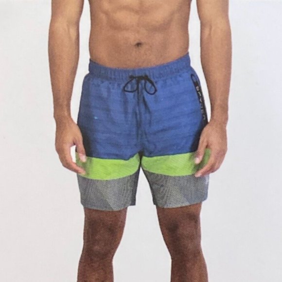 SPYDER Blue Green Swim Shorts Mens Size XL Quick Dry UPF 30+ Boxer Line… - Picture 3 of 10